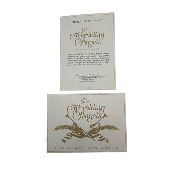 Franklin Mint The Heralding Angels Ornaments Set Of 18 Porcelain Angels 24k Gold - Picture 3 of 14